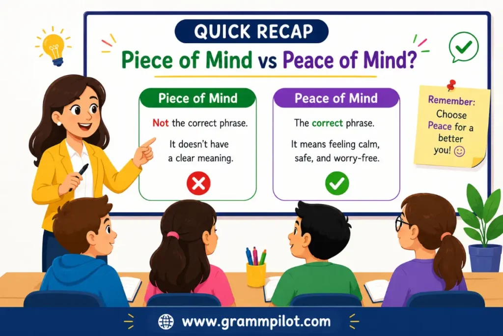Quick Recap Piece of Mind vs Peace of Mind