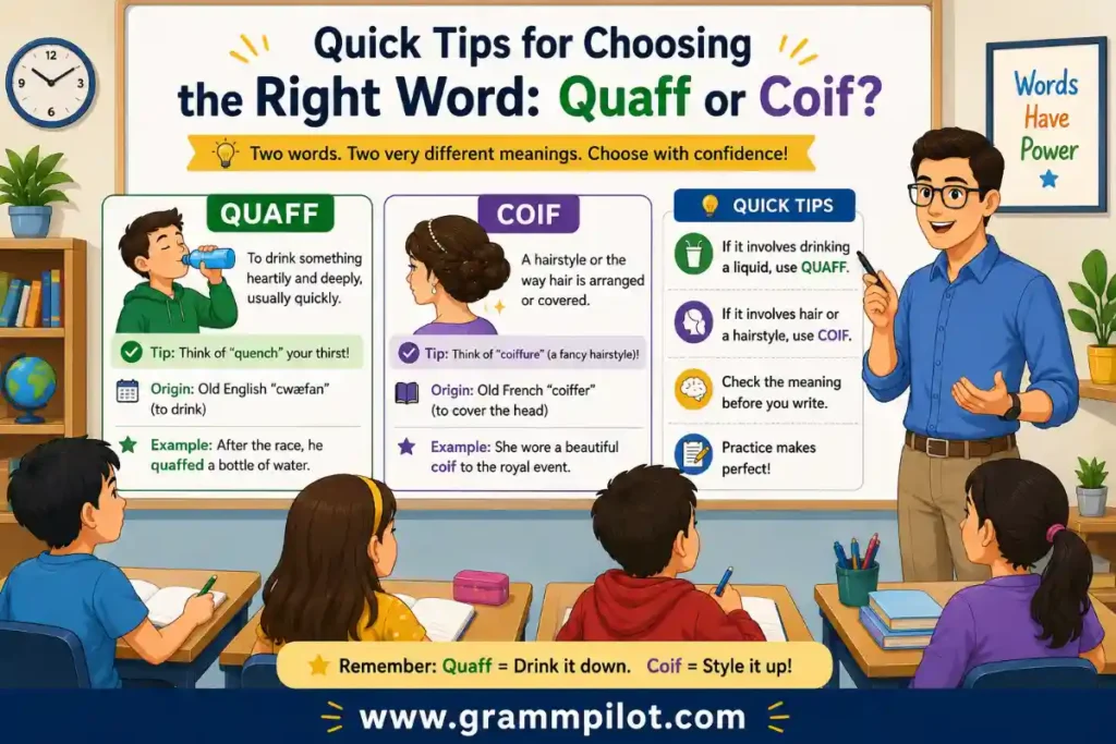 Quick Tips for Choosing the Right Word "Quaff or Coif"