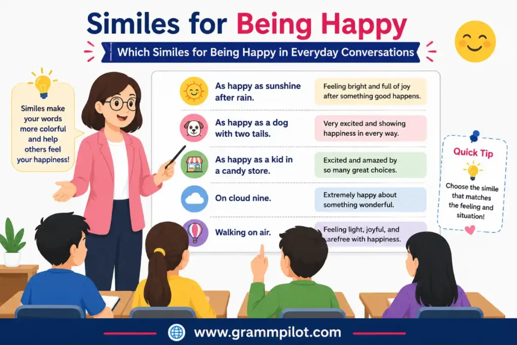 Similes for Being Happy in Everyday Conversations