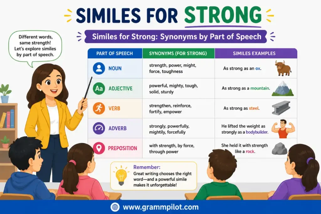 Similes for Strong: Synonyms by Part of Speech
