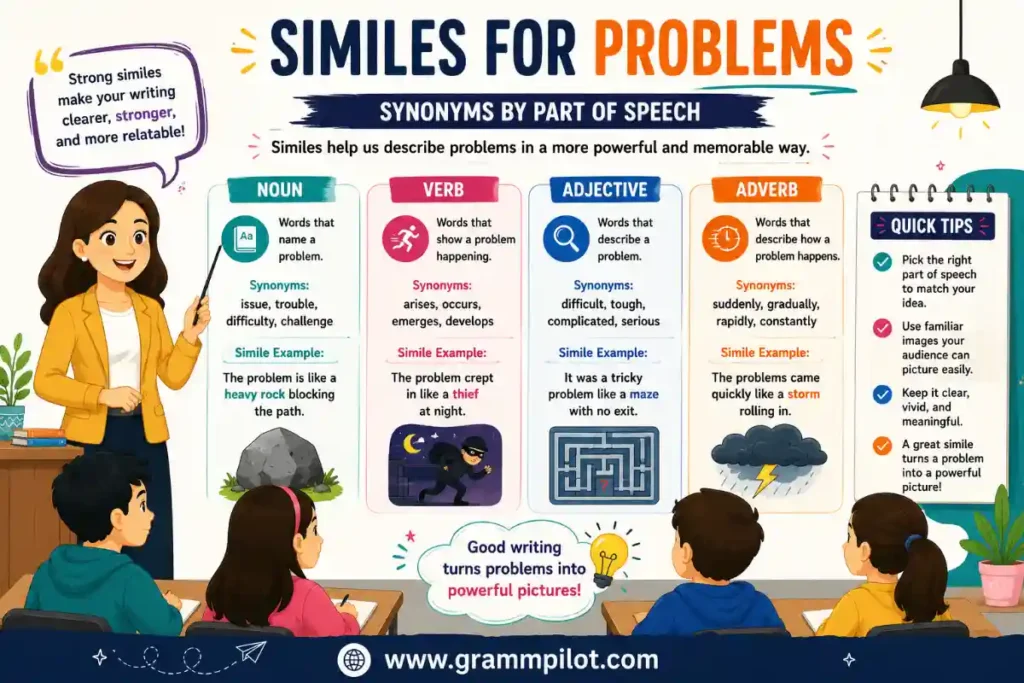 Synonyms by Part of Speech "Similes for Problems"