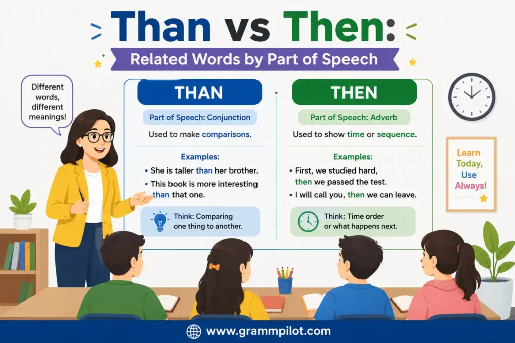 Than vs Then: Related Words by Part of Speech