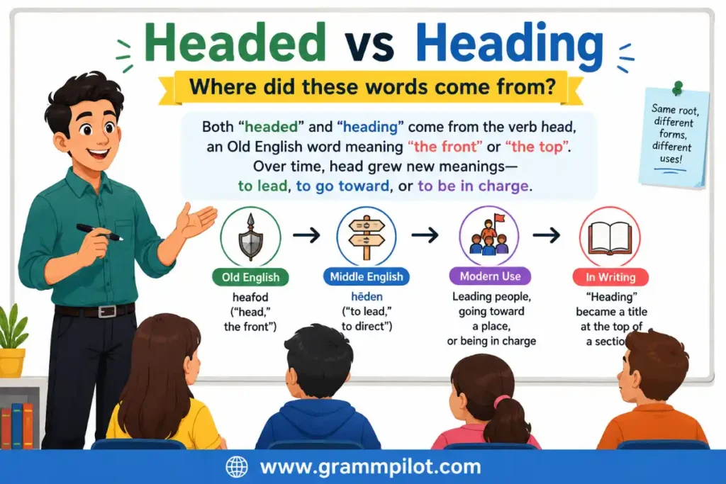 Headed vs Heading Where did these words come from