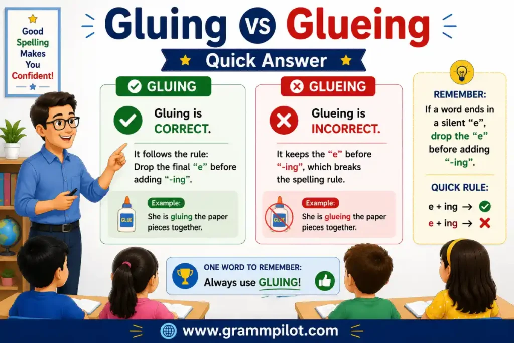 Quick Answer: Gluing vs Glueing