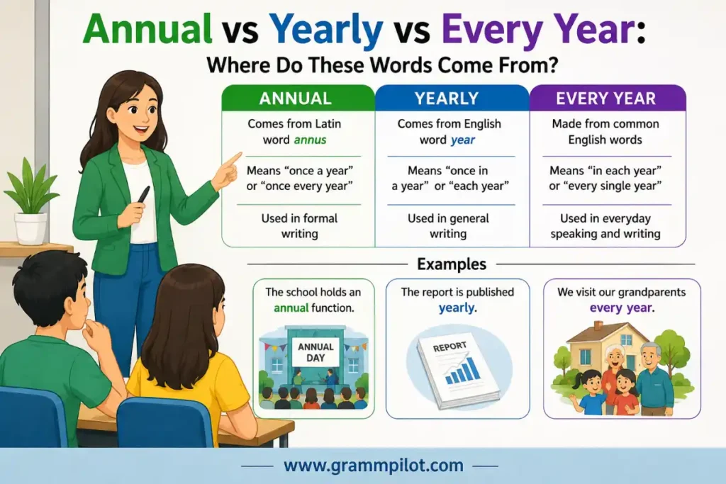 Annual vs Yearly vs Every Year: Where Do These Words Come From?