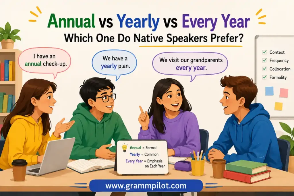 Annual vs Yearly vs Every Year: Which One Do Native Speakers Prefer?