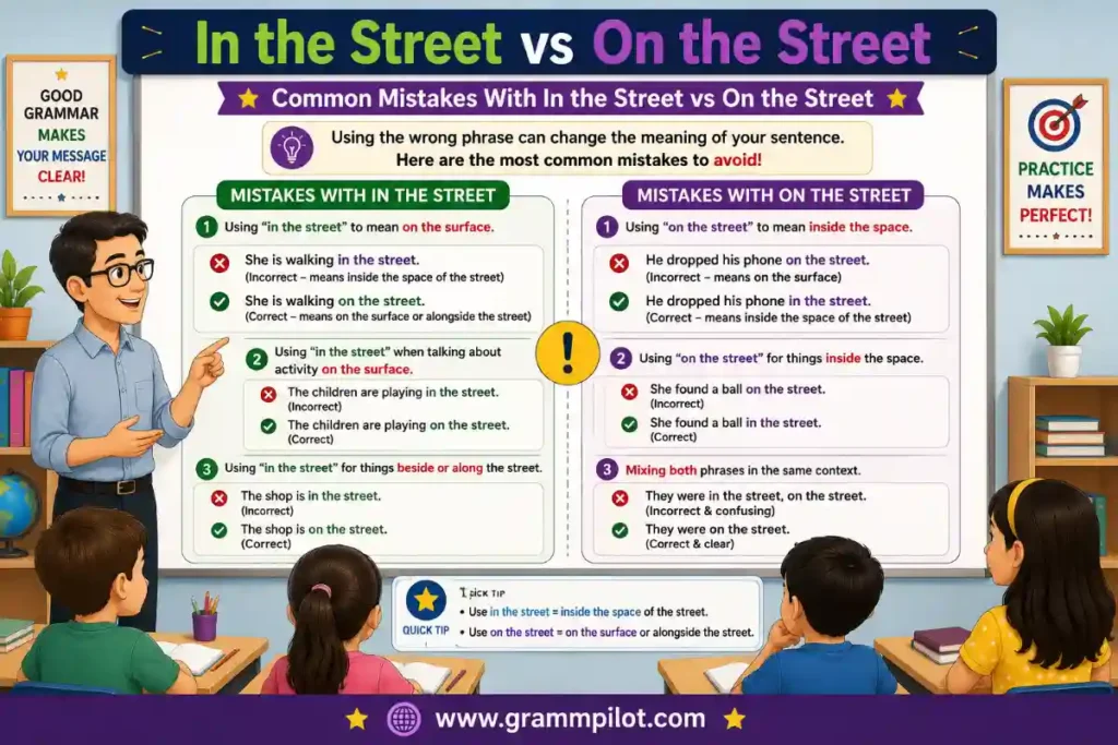 Common Mistakes With In the Street vs On the Street