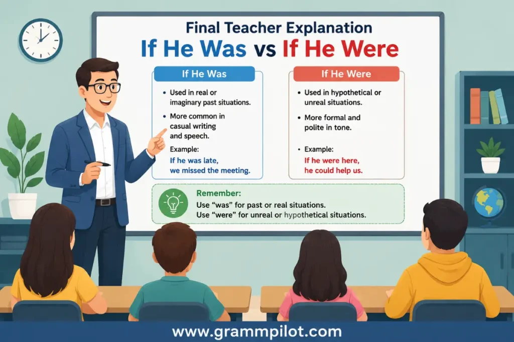 Final Teacher Explanation of If He Was vs If He Were