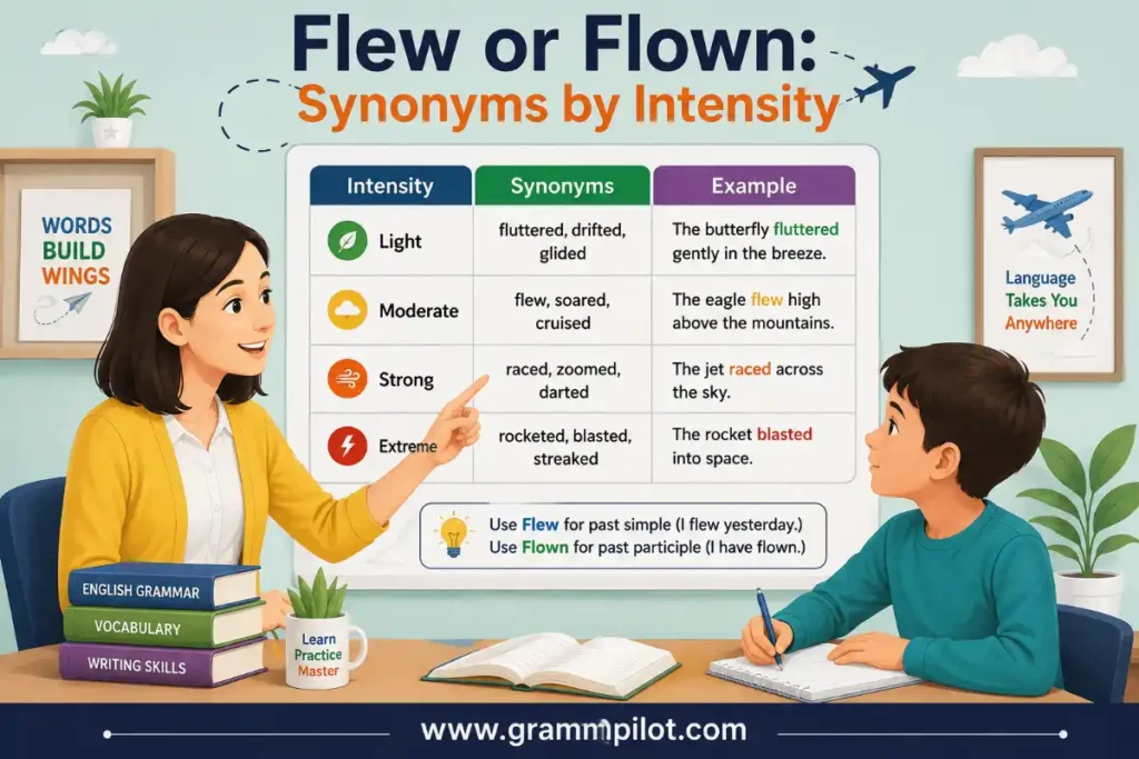 Flew or Flown: Synonyms by Intensity