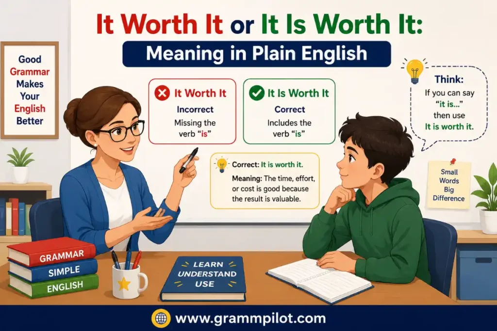 It Worth It or It Is Worth It: Meaning in Plain English