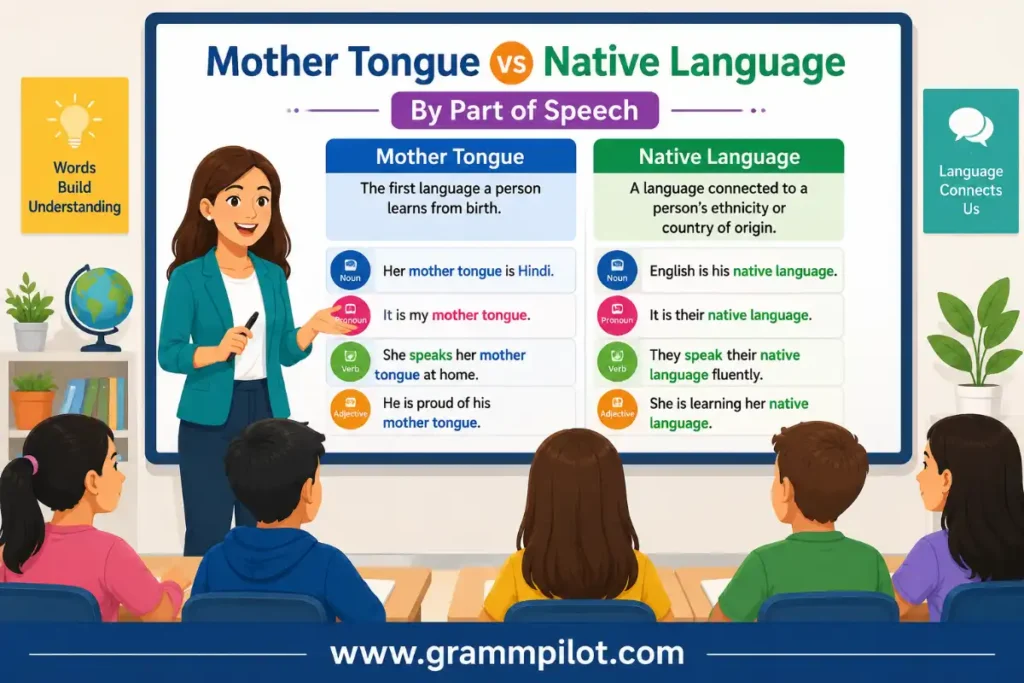Mother Tongue vs Native Language by Part of Speech