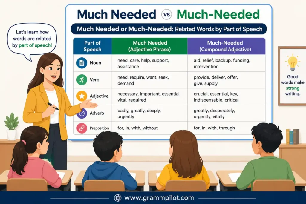 Much Needed or Much-Needed: Related Words by Part of Speech