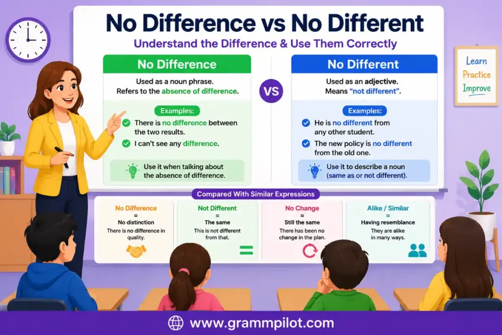 No Difference vs No Different Compared With Similar Expressions