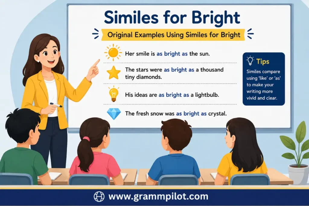 Original Examples Using Similes for Bright