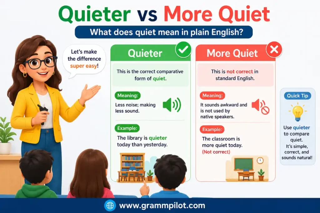 Quieter vs More Quiet: What does quiet mean in plain English?
