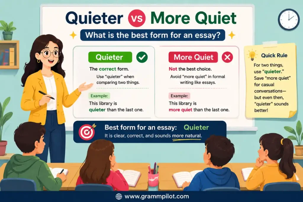 Quieter vs More Quiet: What is the best form for an essay?