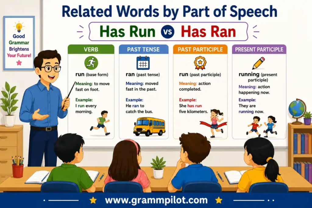 Related Words by Part of Speech"Has Run vs Has Ran"