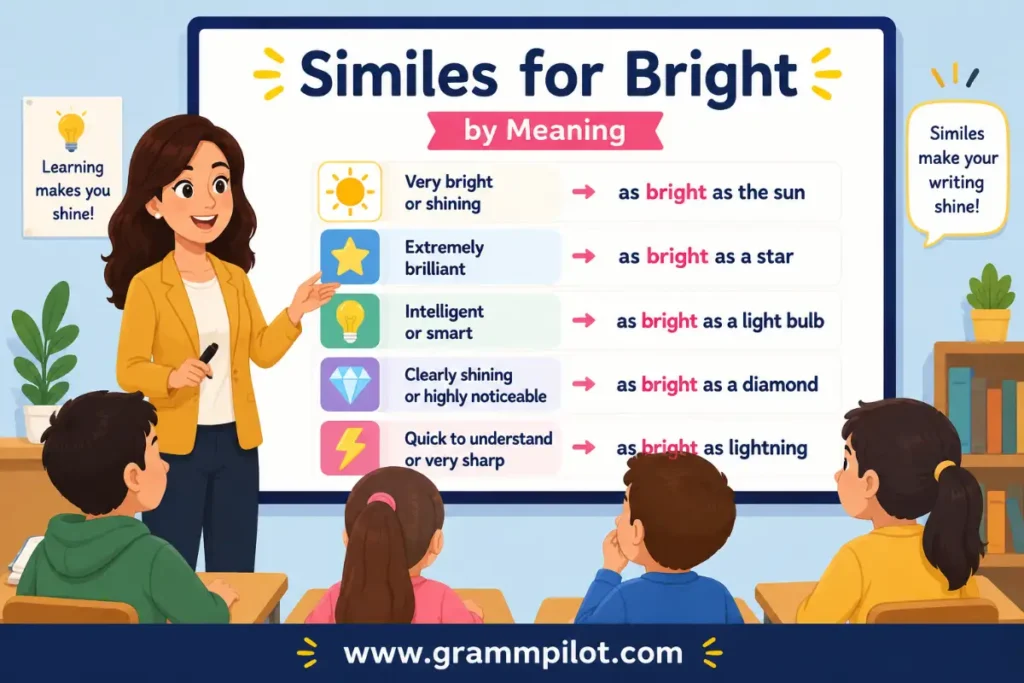 Similes for Bright by Meaning