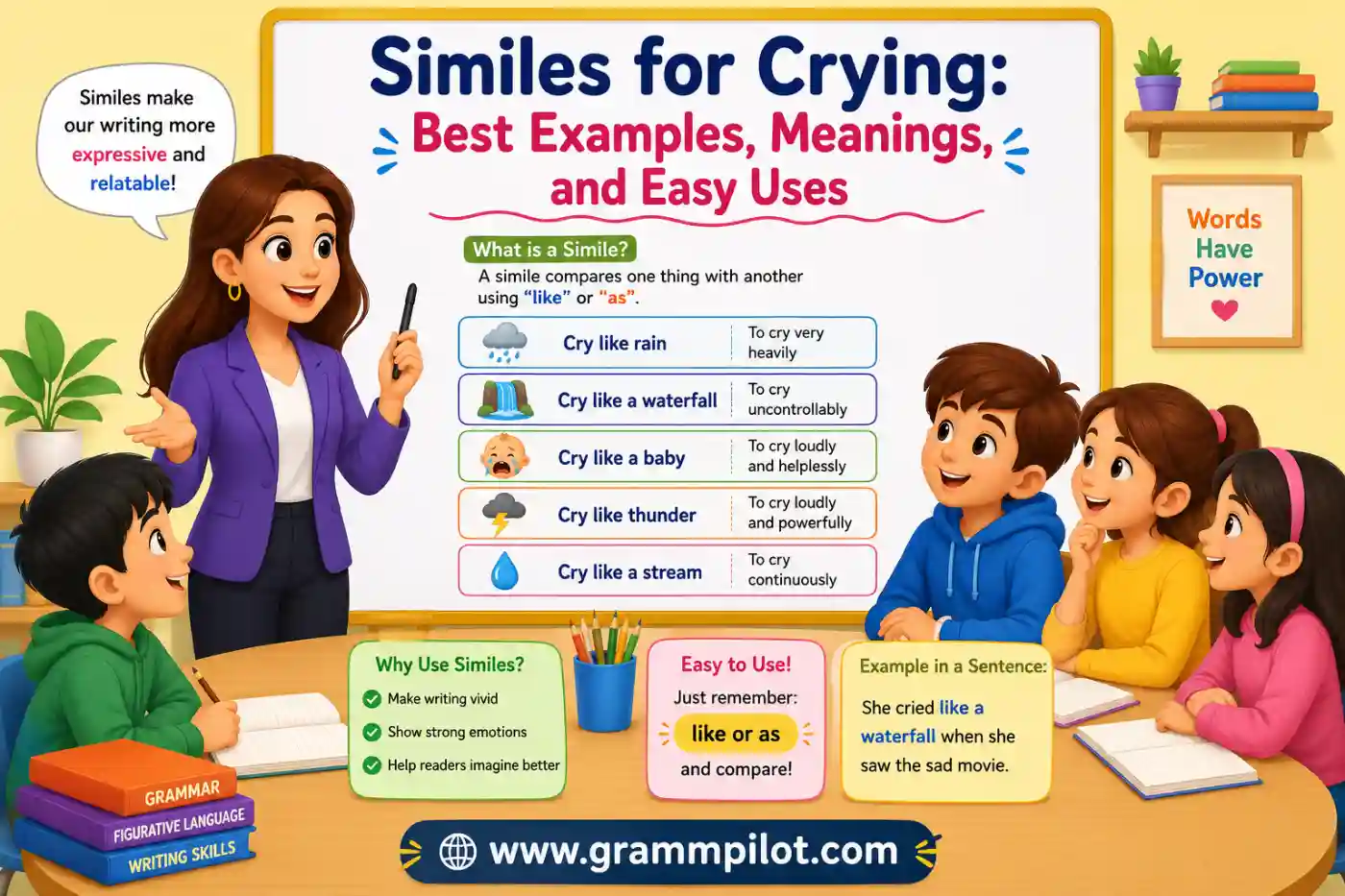 Similes for Crying: Best Examples, Meanings, and Easy Uses