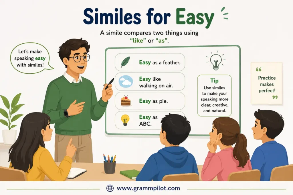 Similes for easy in speaking
