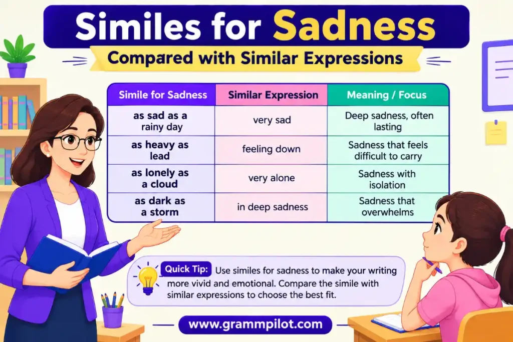 Similes for Sadness Compared with Similar Expressions