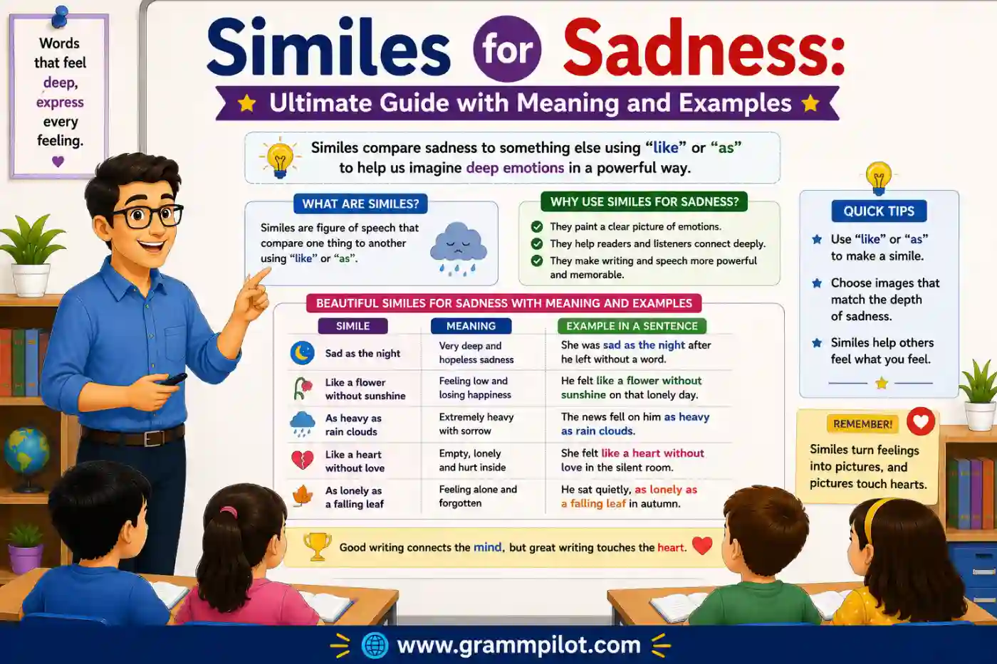 Similes for Sadness: Ultimate Guide with Meaning and Examples