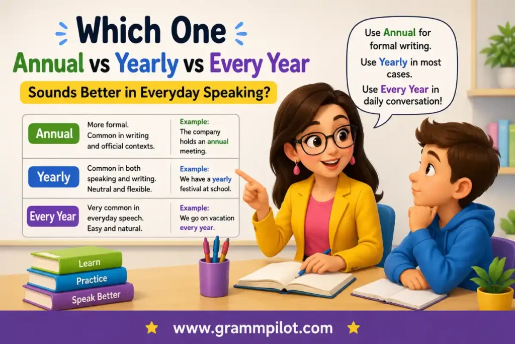 Which One" Annual vs Yearly vs Every Year" Sounds Better in Everyday Speaking?