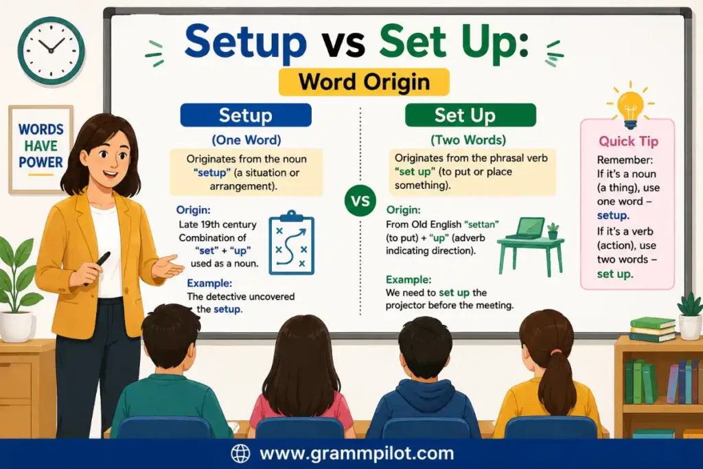 Word Origin of Setup vs Set Up