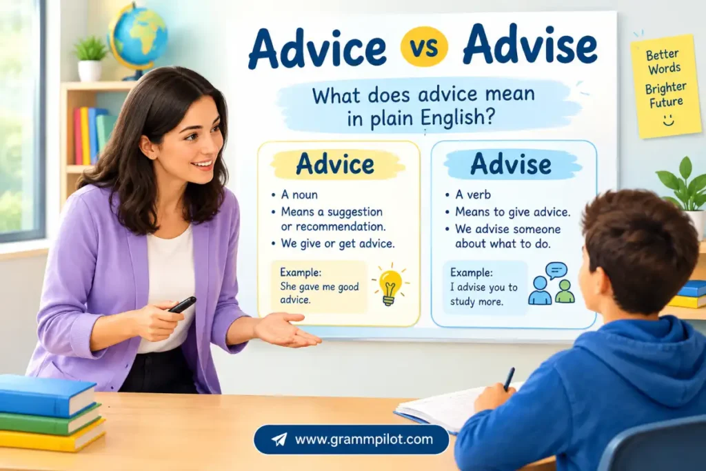 What does advice mean in plain English?