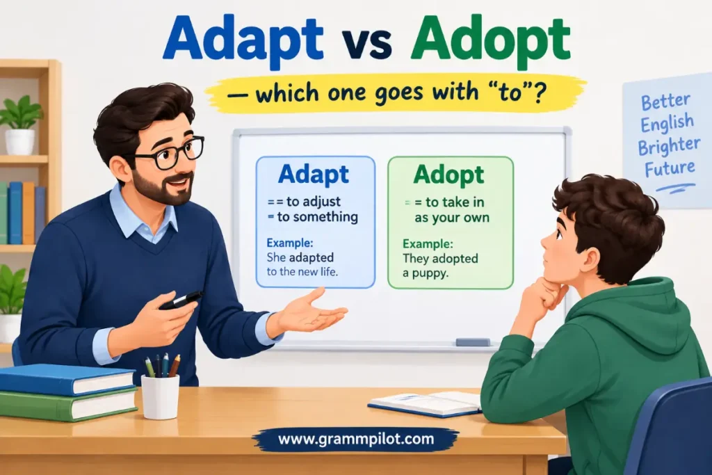 Adapt vs adopt — which one goes with “to”?