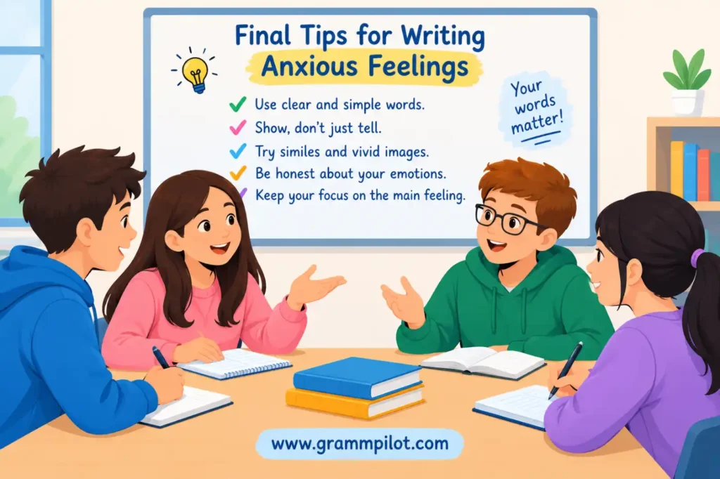 Final tips for writing anxious feelings