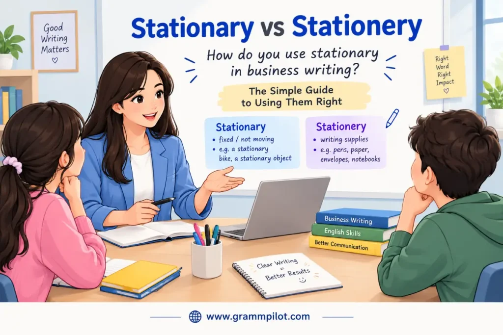 How do you use stationary in business writing?