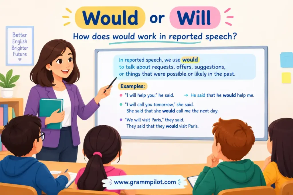 How does would work in reported speech?