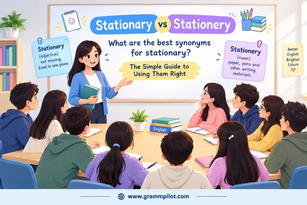 Stationary vs Stationery: What are the best synonyms for stationary?
