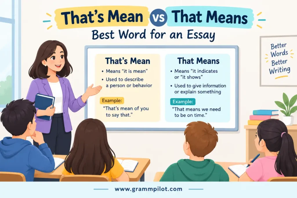 That's Mean vs That Means: Best Word for an Essay