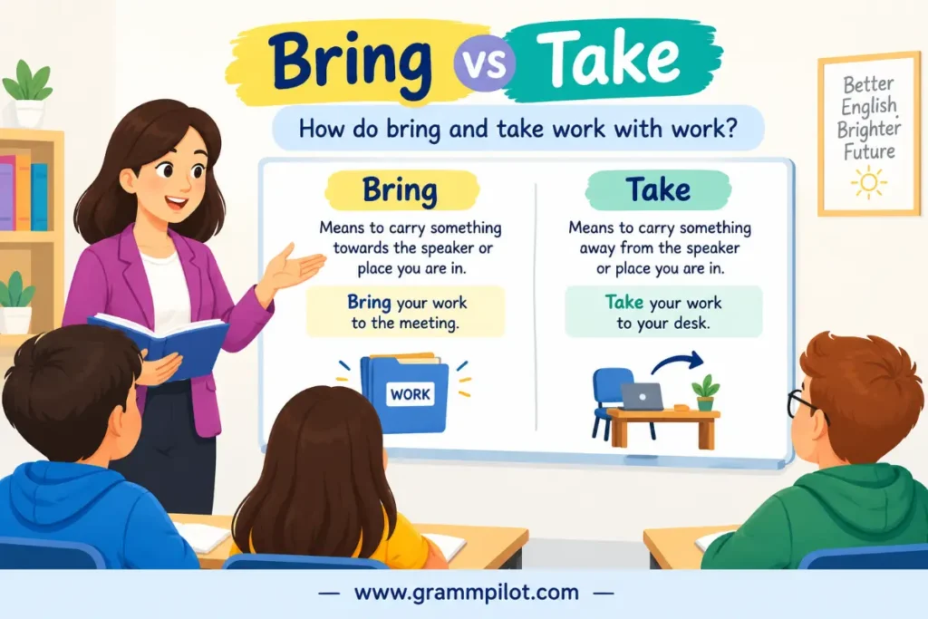 How do bring and take work with work?