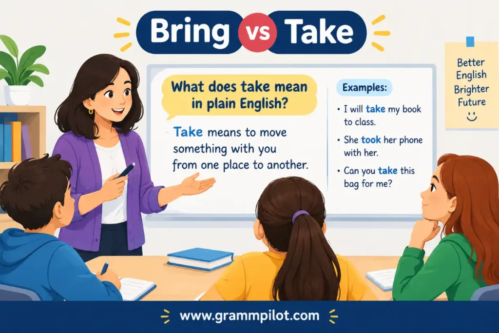 What does take mean in plain English?
