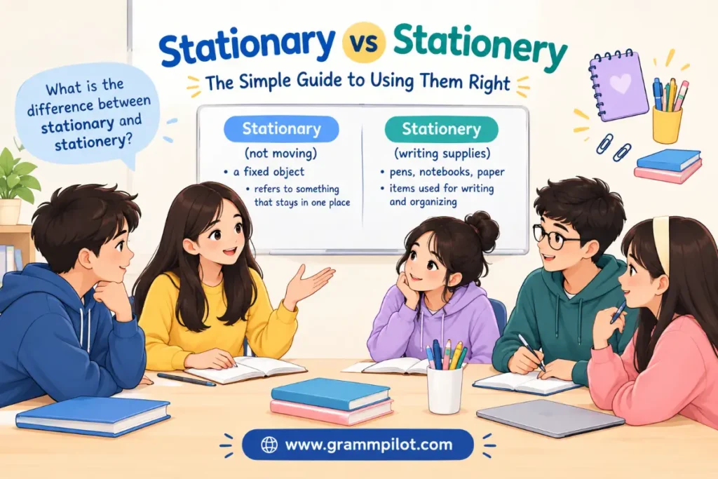 What is the difference between stationary and stationery?