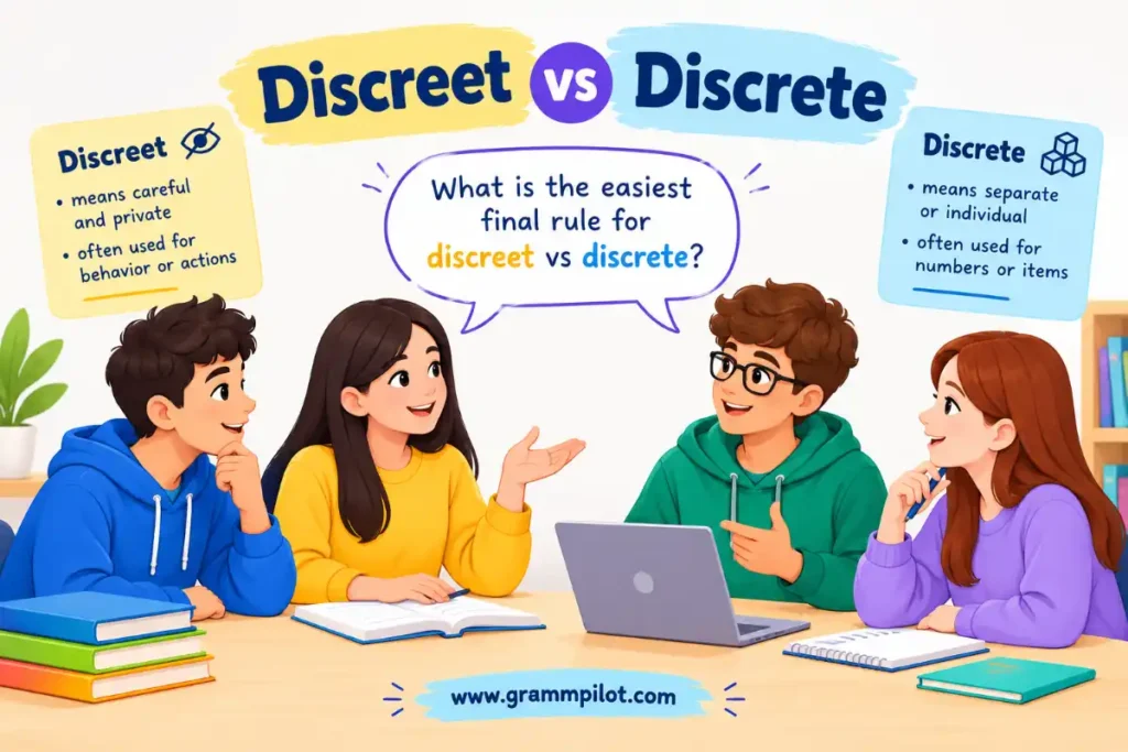 What is the easiest final rule for discreet vs discrete?