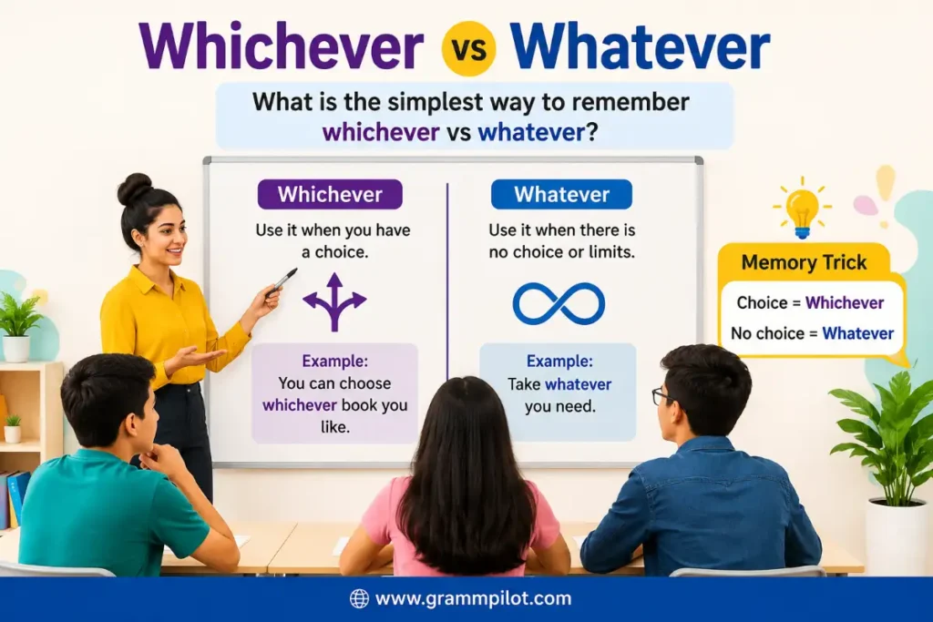 What is the simplest way to remember whichever vs whatever?