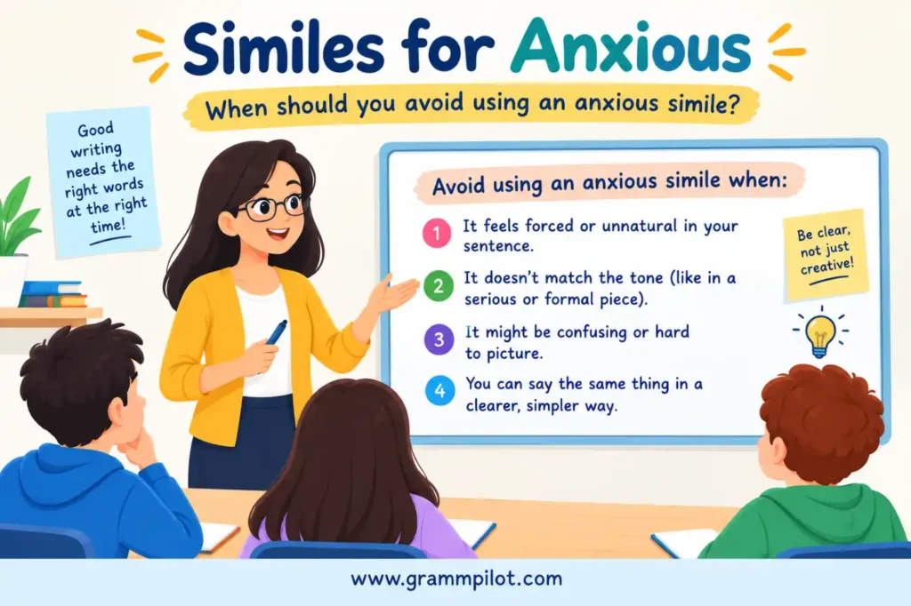 When should you avoid using an anxious simile?