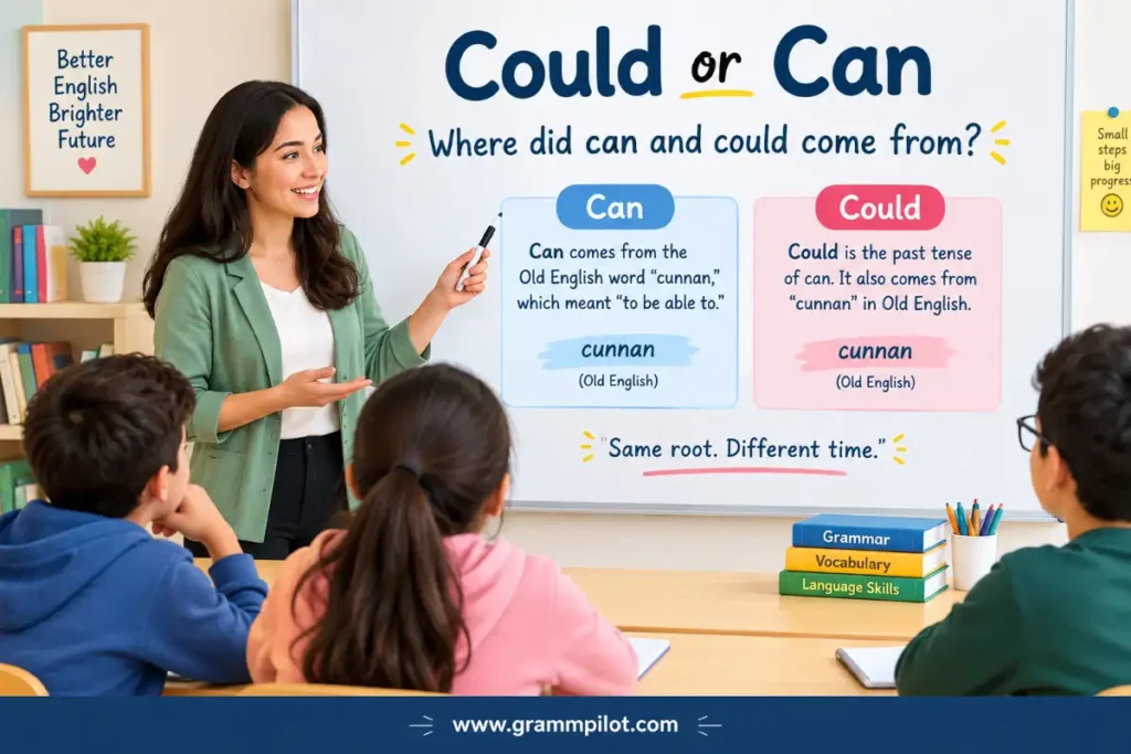 Where did can and could come from?
