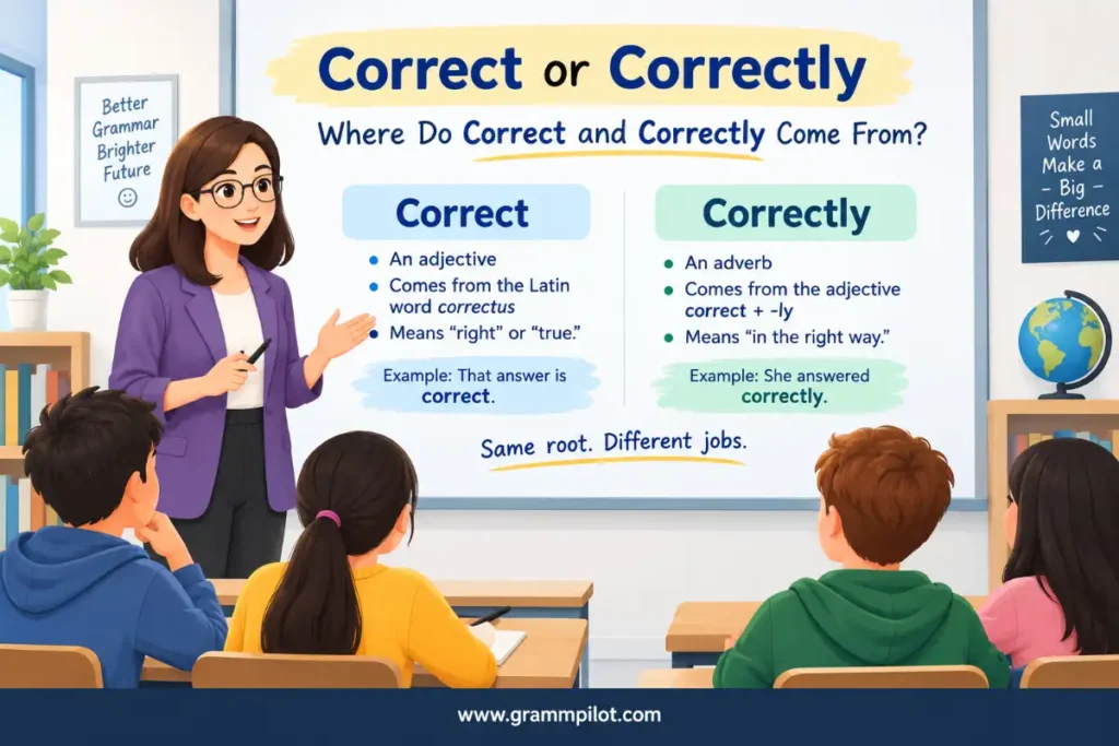 Where do correct and correctly come from