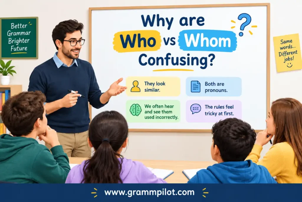 Why are who vs whom confusing?