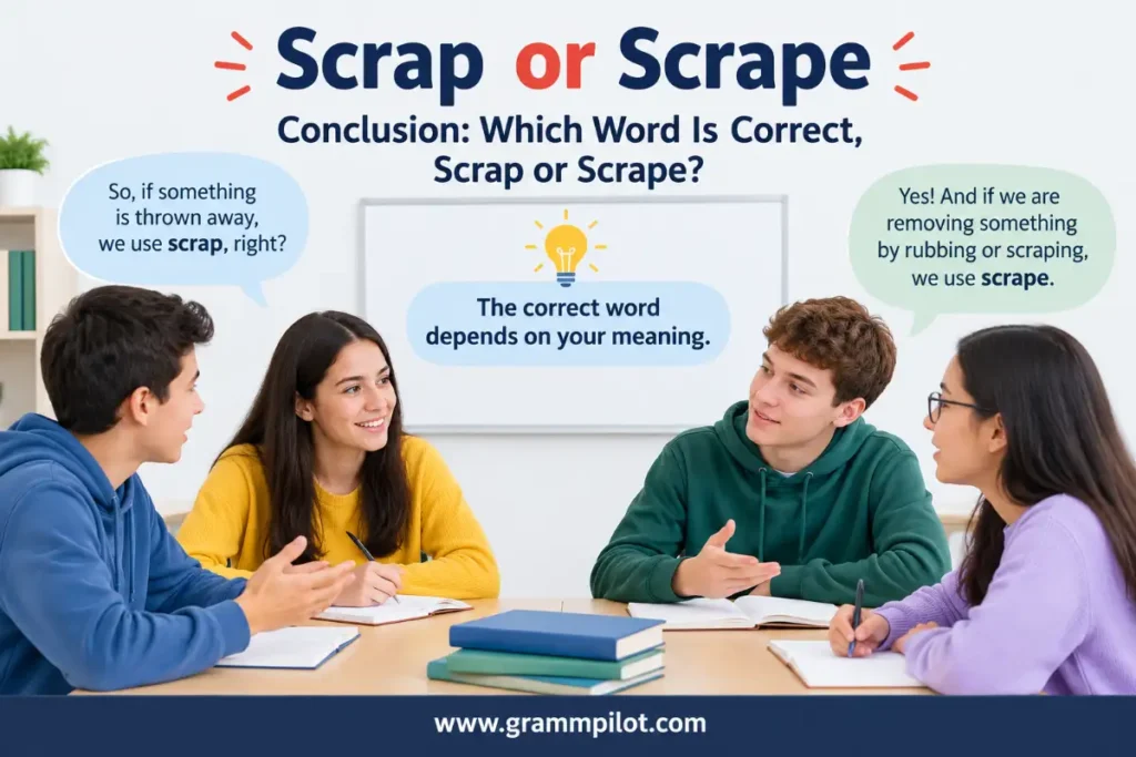 Conclusion: Which Word Is Correct, Scrap or Scrape?