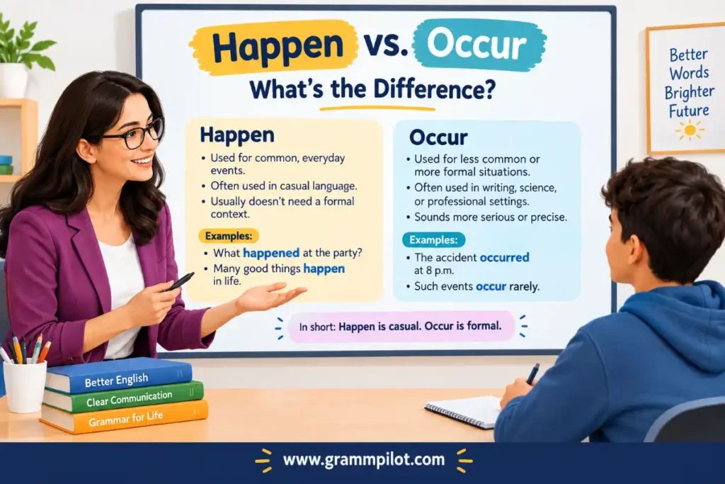 Happen vs. occur — what's the difference?