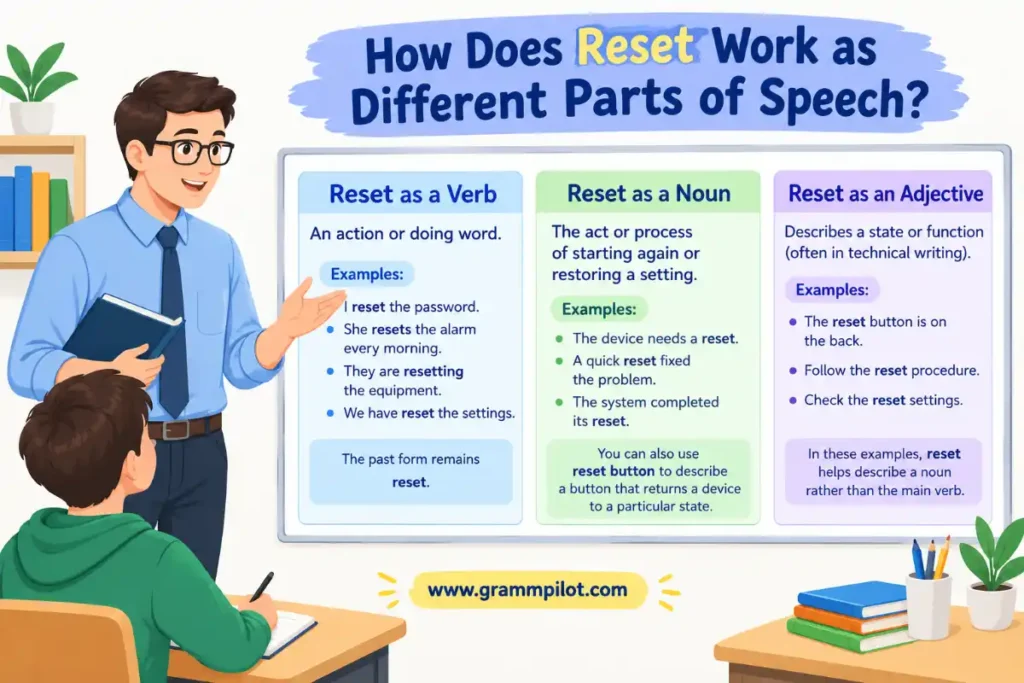 How Does Reset Work as Different Parts of Speech?