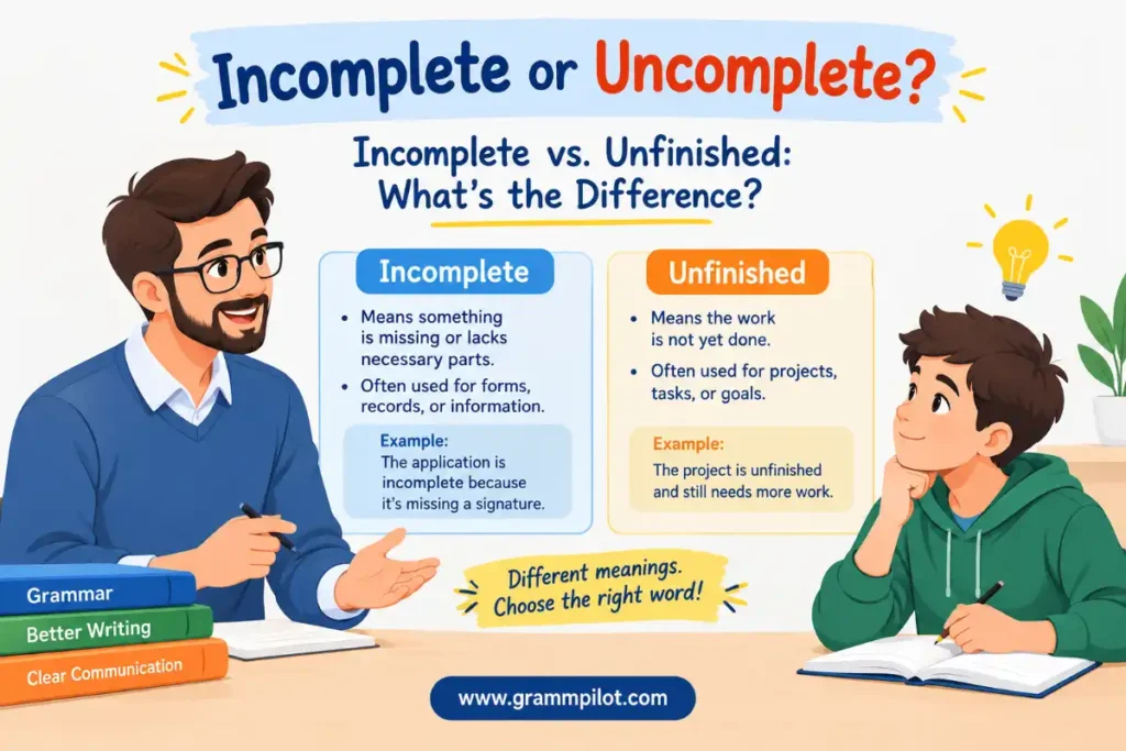 Incomplete vs. Unfinished: What's the Difference?
