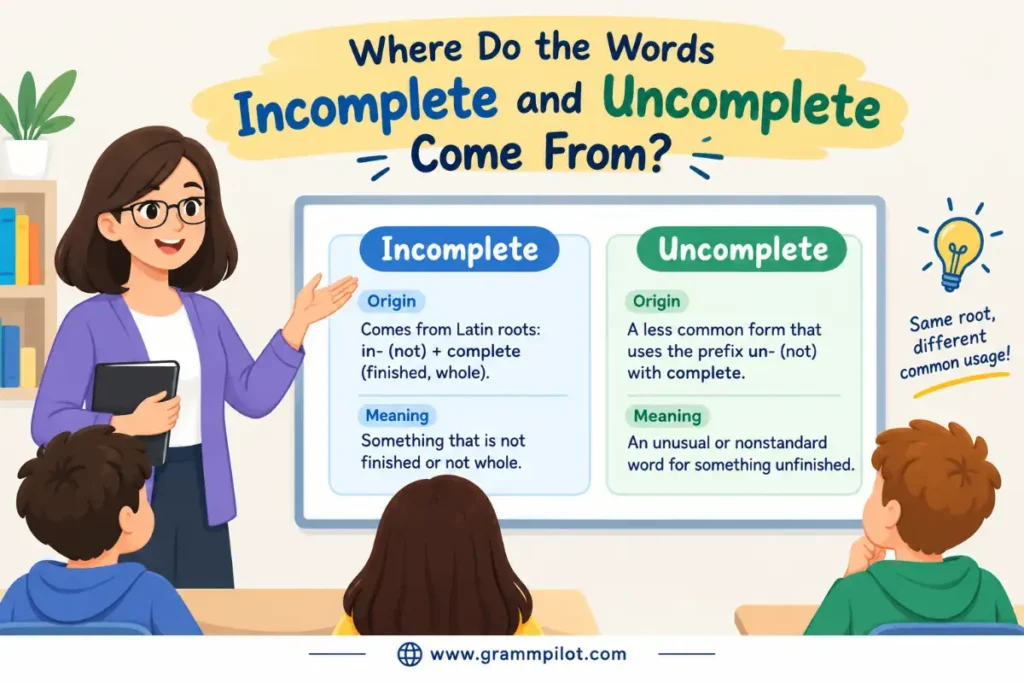 Where Do the Words Incomplete and Uncomplete Come From?