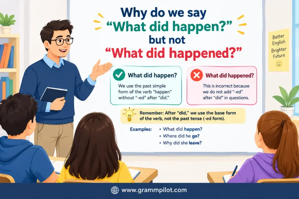 Why do we say “What did happen?” but not “What did happened?”